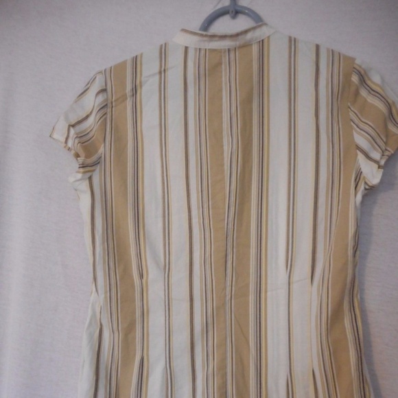 Beige white button front casual cotton Sz S a.n.a. - Picture 6 of 6